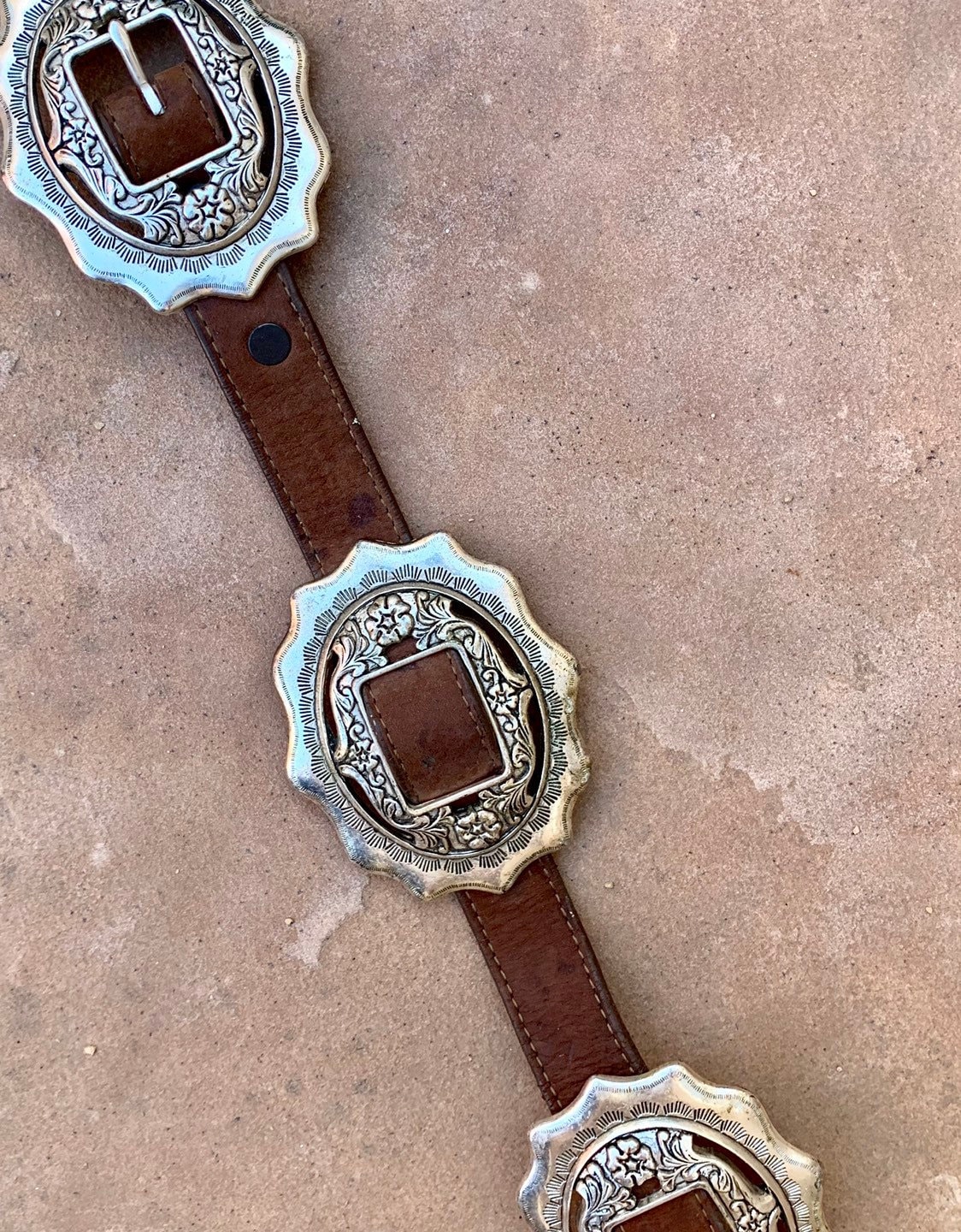 Heavy Western Concho Belt Vintage 1996 Texas Leather Mfg Made in USA