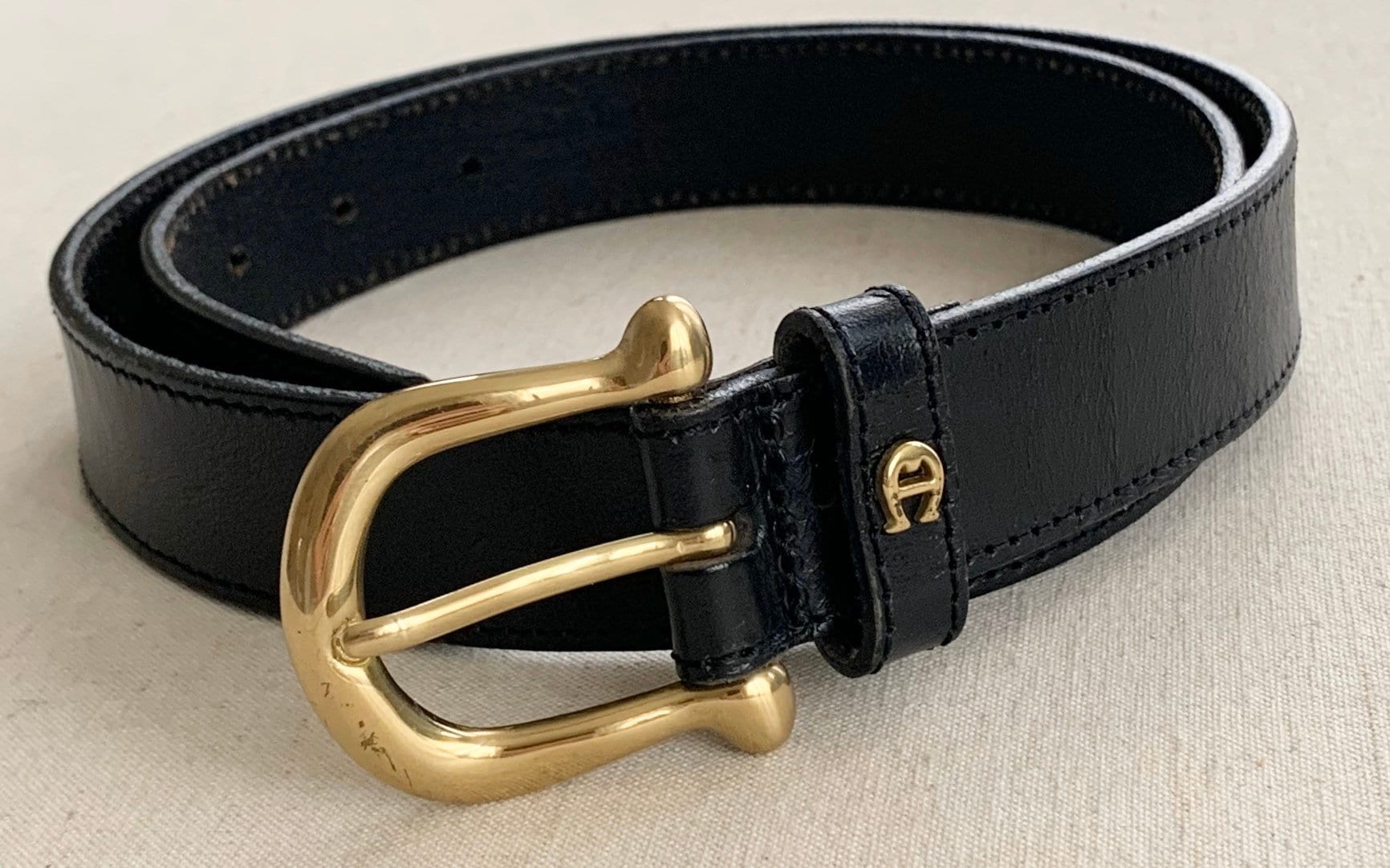 Etienne Aigner Belt Black Leather Vintage Leather Goods Women's Belts ...