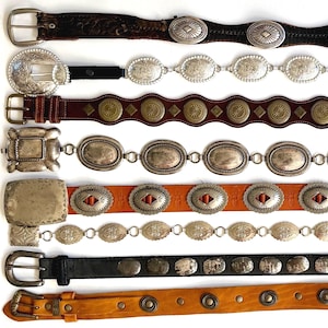 ビンテージレザーコンチョベルト Vintage concho belt - Etsy 日本