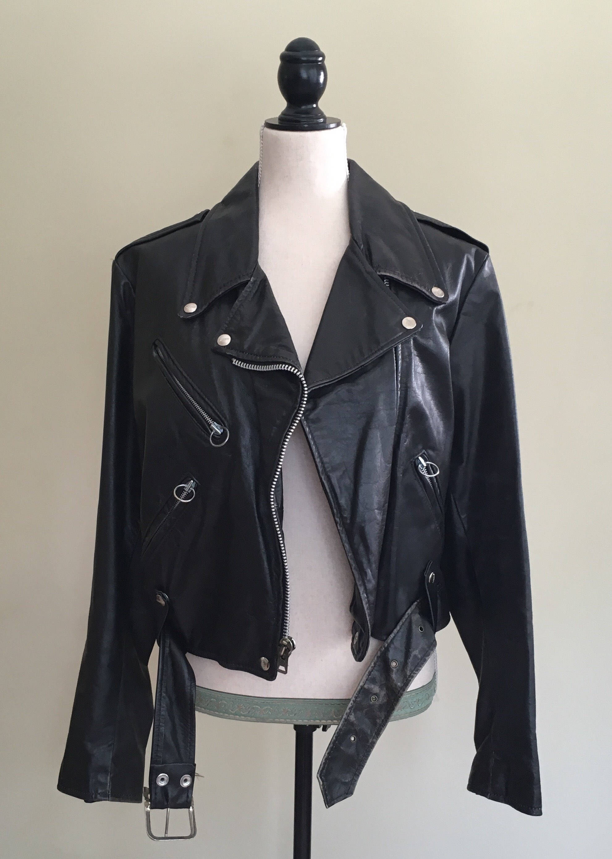 Black Biker Motorcycle Jacket Coat Vintage 80 S Brooks Leather Black Biker Motorcycle Jacket Coat Vintage 80 S Brooks Leather Fringe Detail Zip Front Mens 38 M