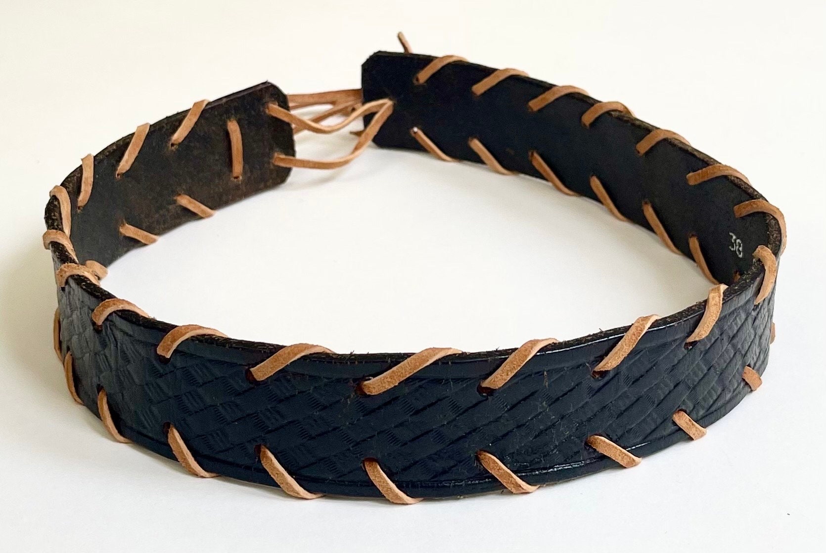 Western Leather Hat Band Cowboy Hat Band Repurposed from Vintage