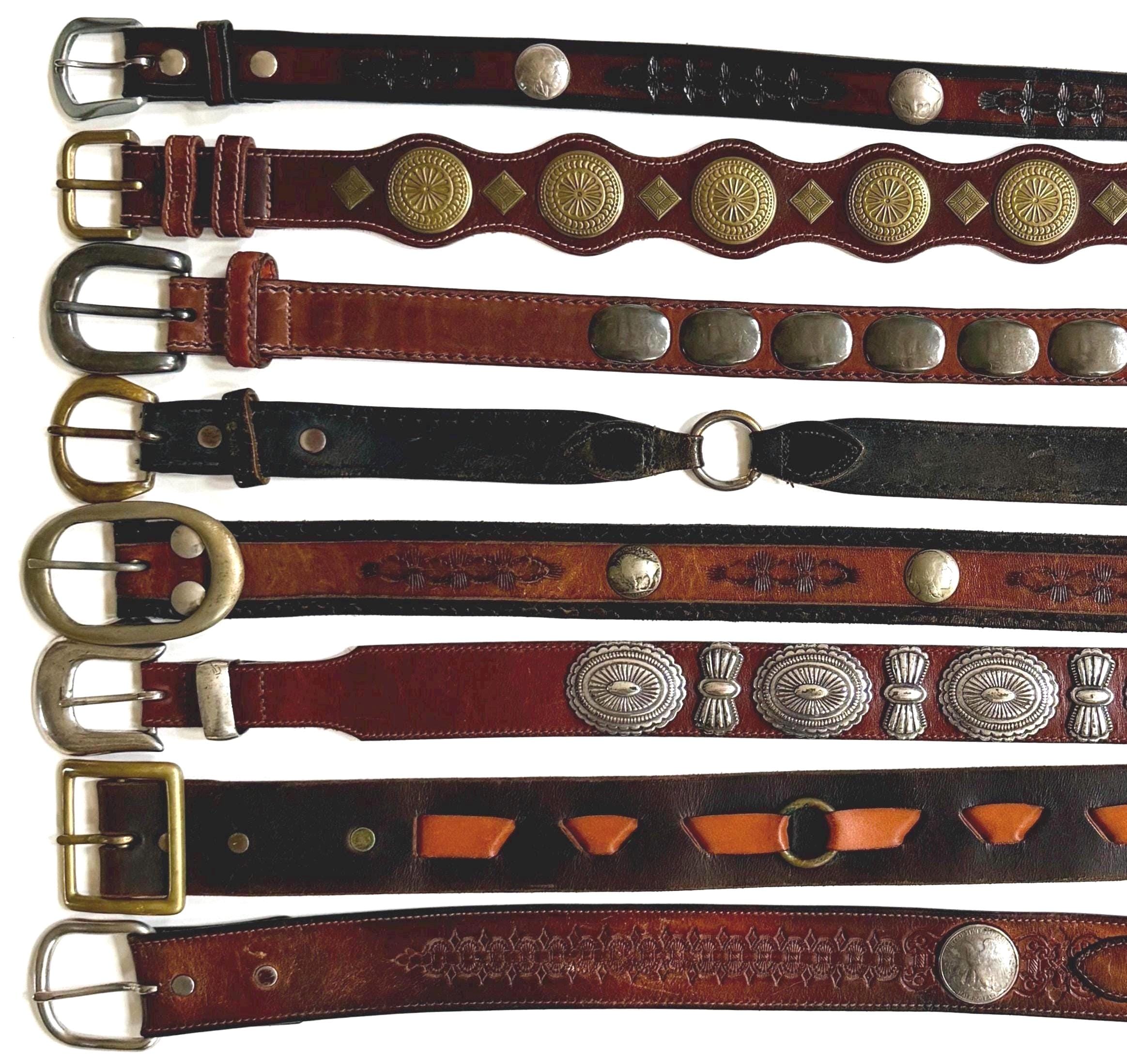 小物 Vintage 80s Studs Design Leather Belt 80s Studded Belt - Etsy