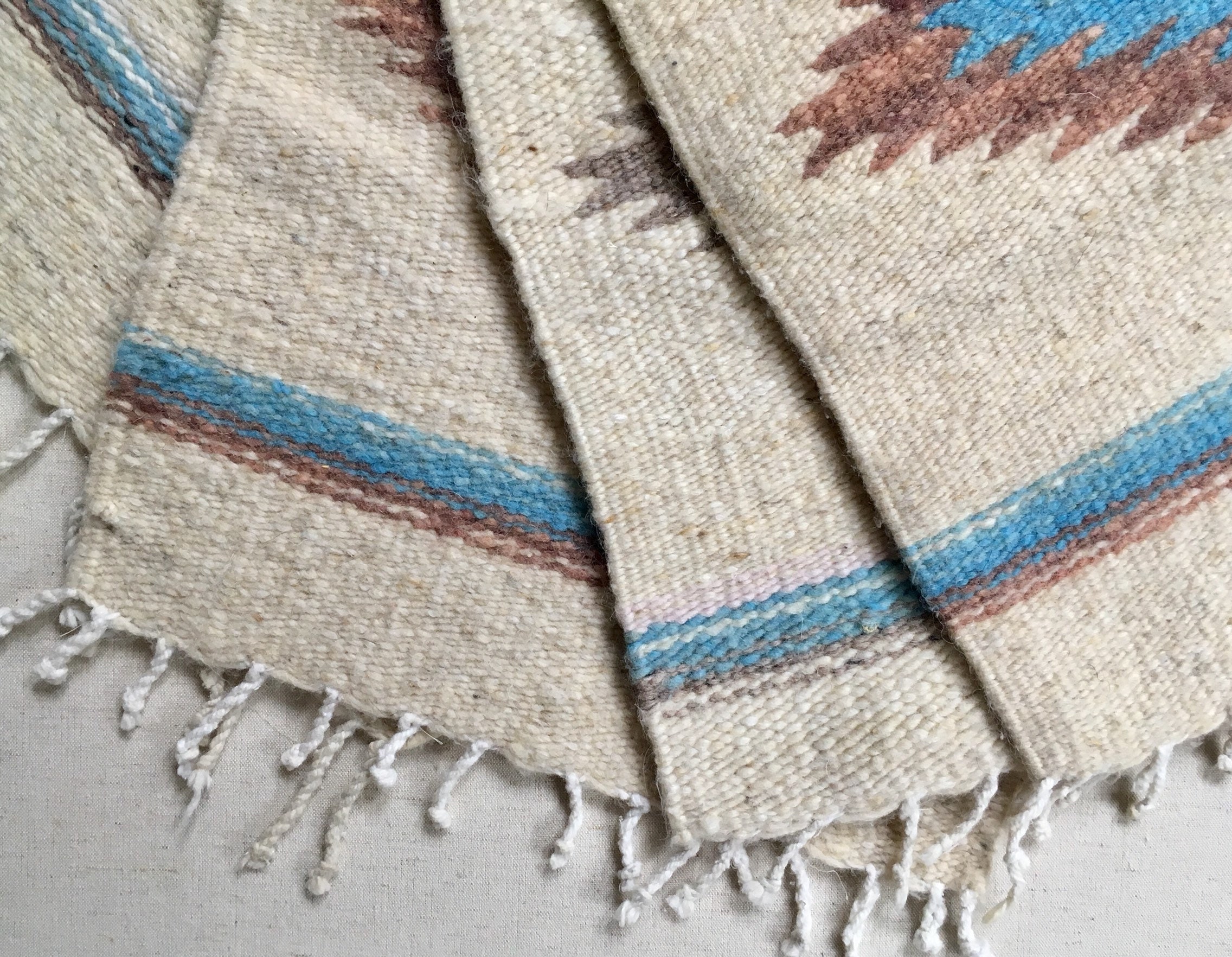 Hand Woven Southwest Placemats Set of 4 Vintage Home Decor Handmade