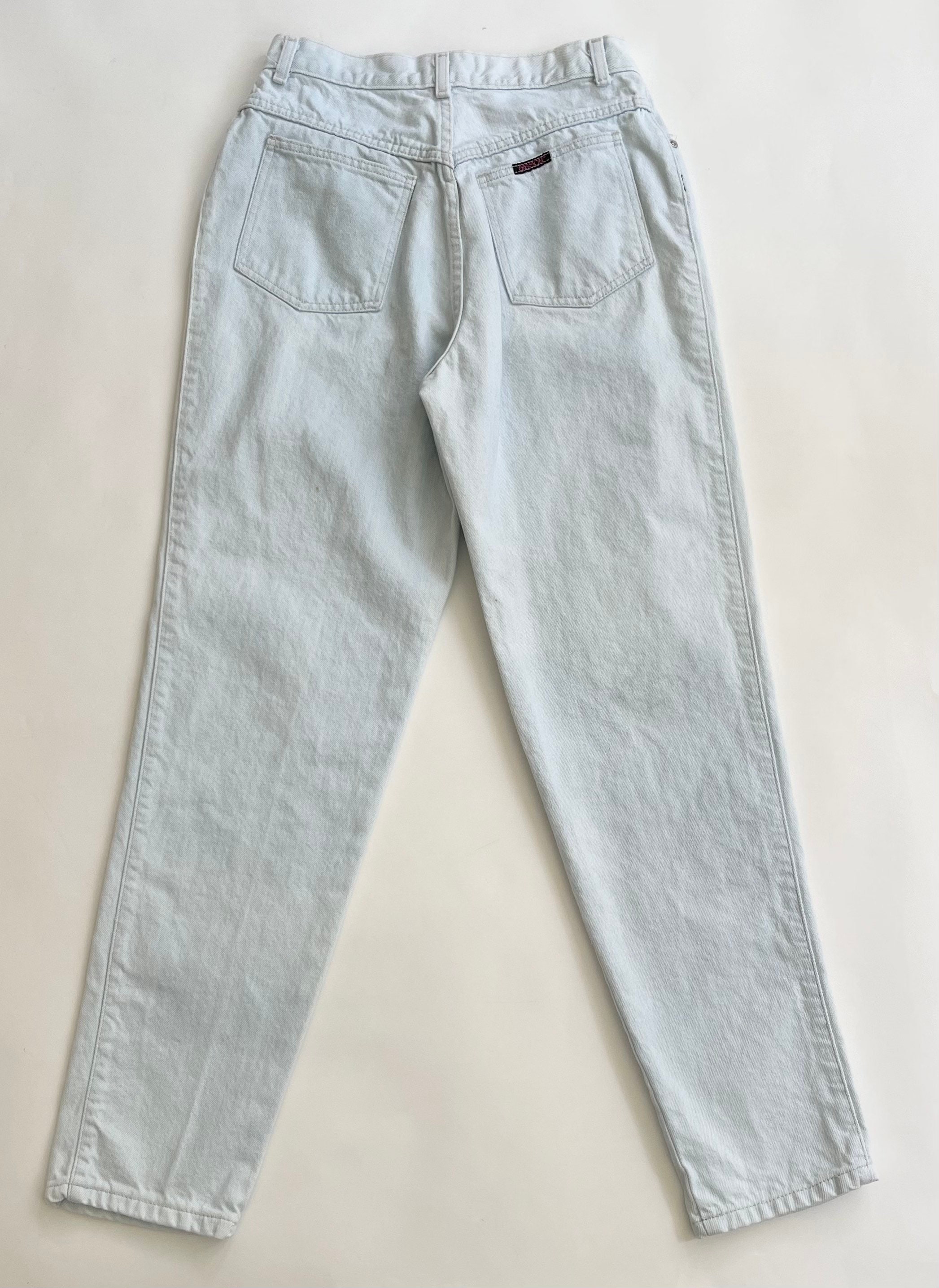 80s Sasson Mom Jeans High Waist Very Light Denim White Wash Vintage ...