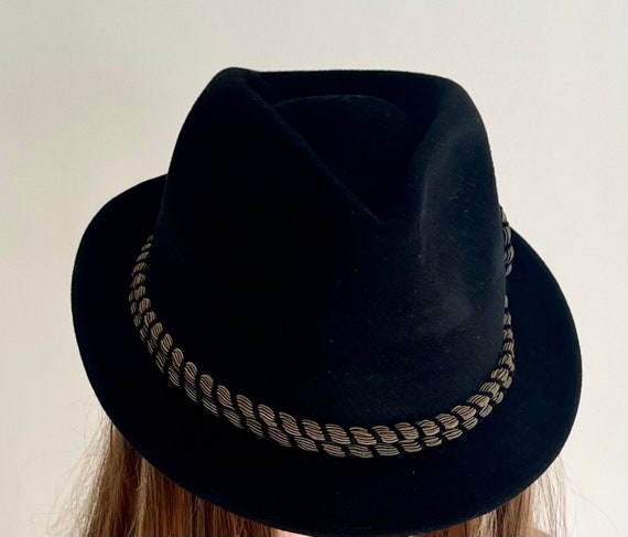 Black Velour Fedora Hat Vintage 50s Berg for the … - image 9