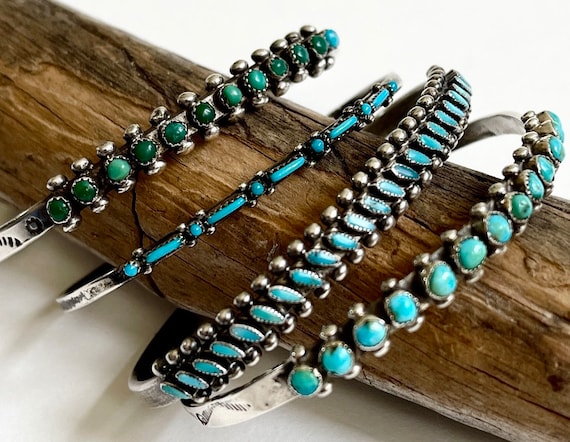 Zuni Turquoise Bracelet Cuff Snake Eye Set Turquoise Vintage Native American Sterling Silver Old Pawn Multi Stone Jewelry