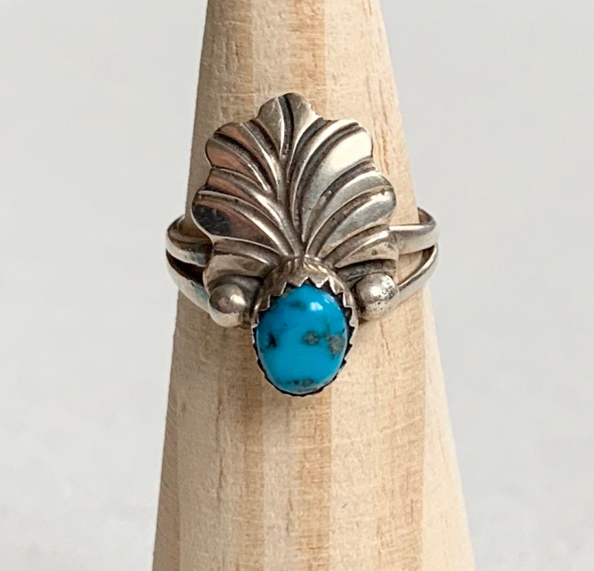 Delicate Navajo Turquoise Ring Vintage Native American Sterling Silver ...