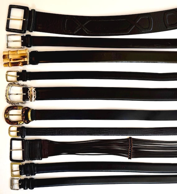 Solid Black Leather Belt Vintage Women's Belts Plain Minimalist Simple Classic Dress Wide Skinny Coach Brighton Saks Gold Silver Buckle