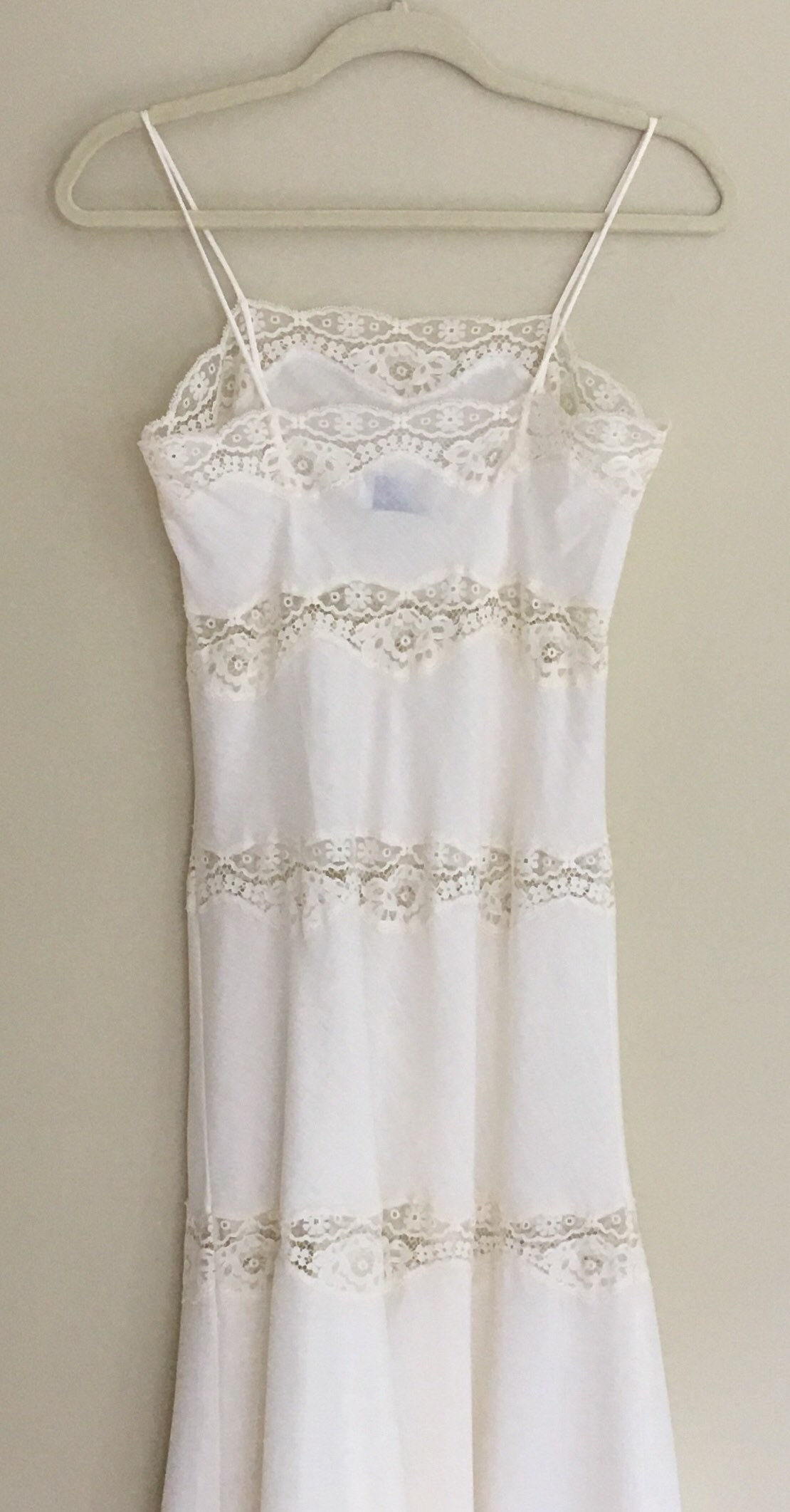 Long White Lace Nightgown Slip Nightie Vintage Lily of France Romantic ...