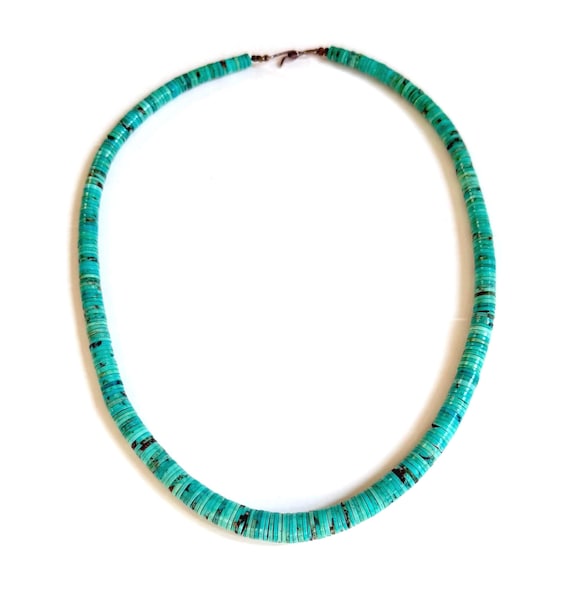 Vintage Turquoise Heishi Bead Necklace Vintage Native American Santo Domingo