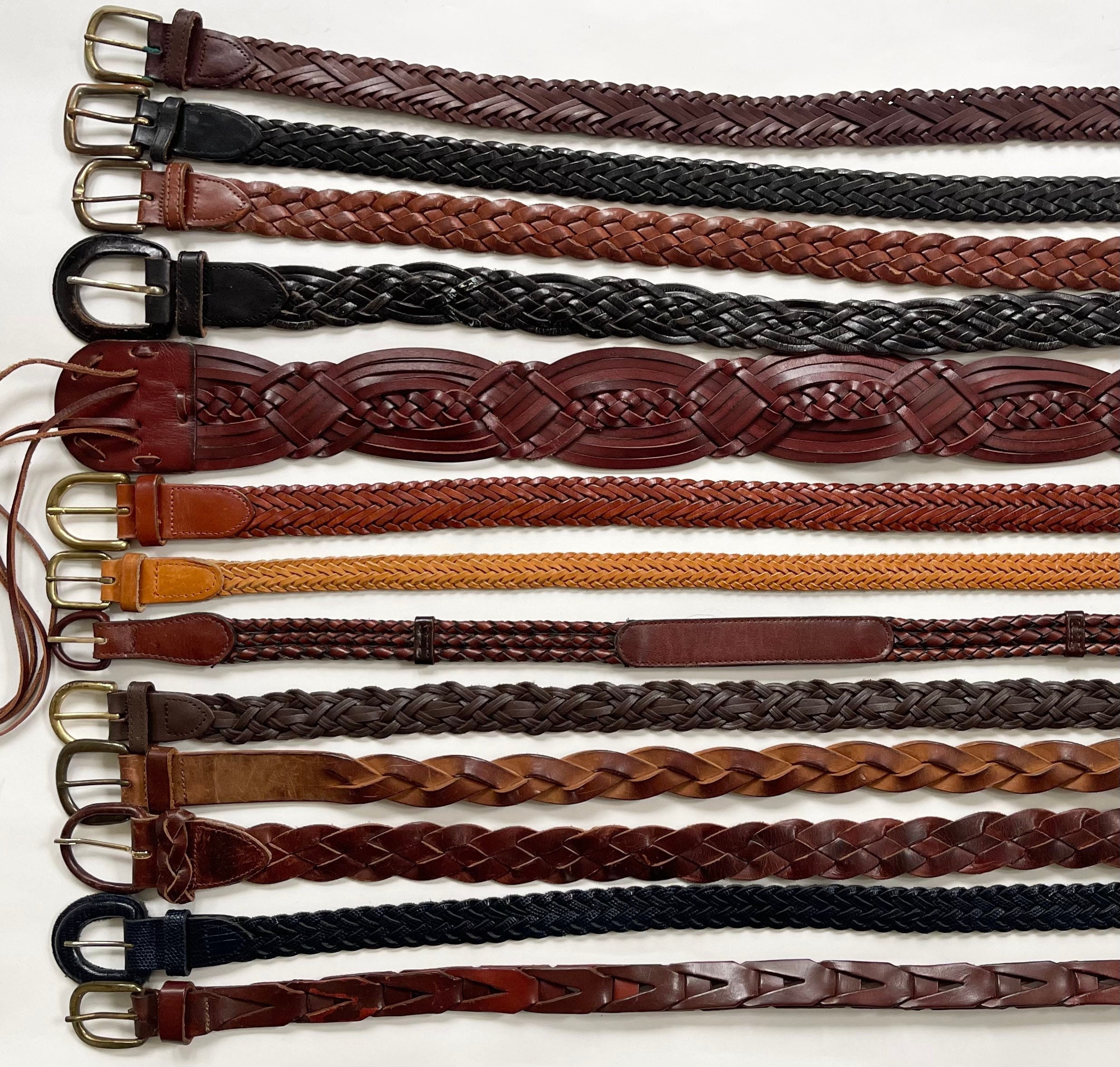 Braided Leather Belt Belts Vintage Leather Goods Woven - Etsy