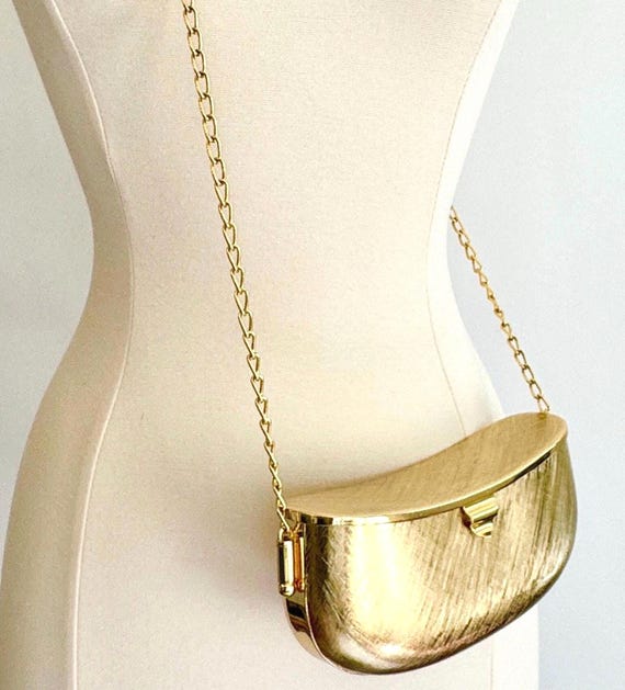 Vintage Rodo Italy Gold Box Purse: Textured Metal Evening Bag