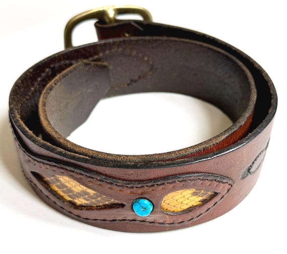 Western Python Turquoise Belt Vintage Southwick L… - image 7
