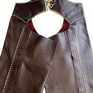 Handmade Vintage Western Riding Chaps Dark Brown Leather image 7