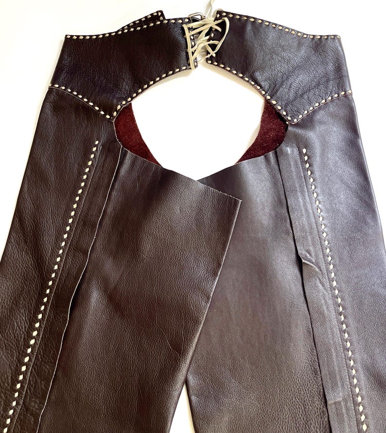 Handmade Vintage Western Riding Chaps Dark Brown Leather image 7