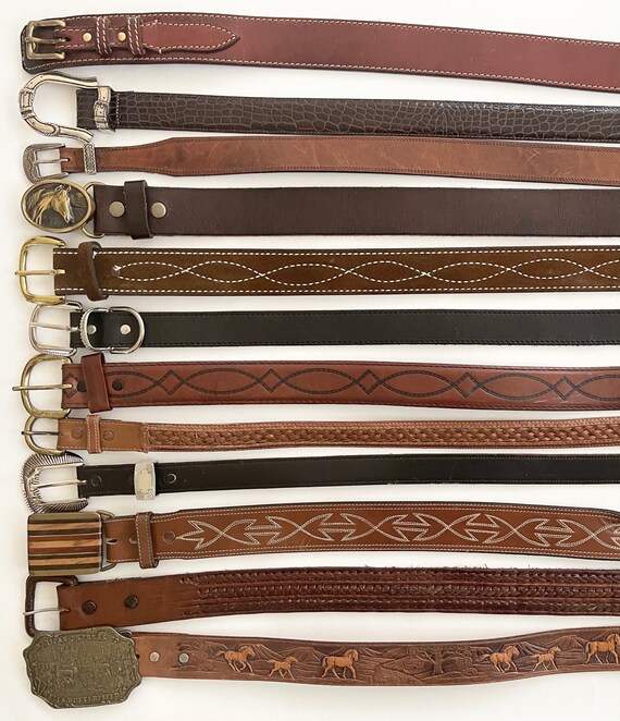 Western Belt Distressed Leather Belts Vintage Mens Women's Worn