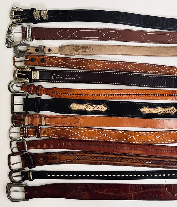 Western Tooled Leather Belt Vintage Rugged Distressed Brown - Etsy