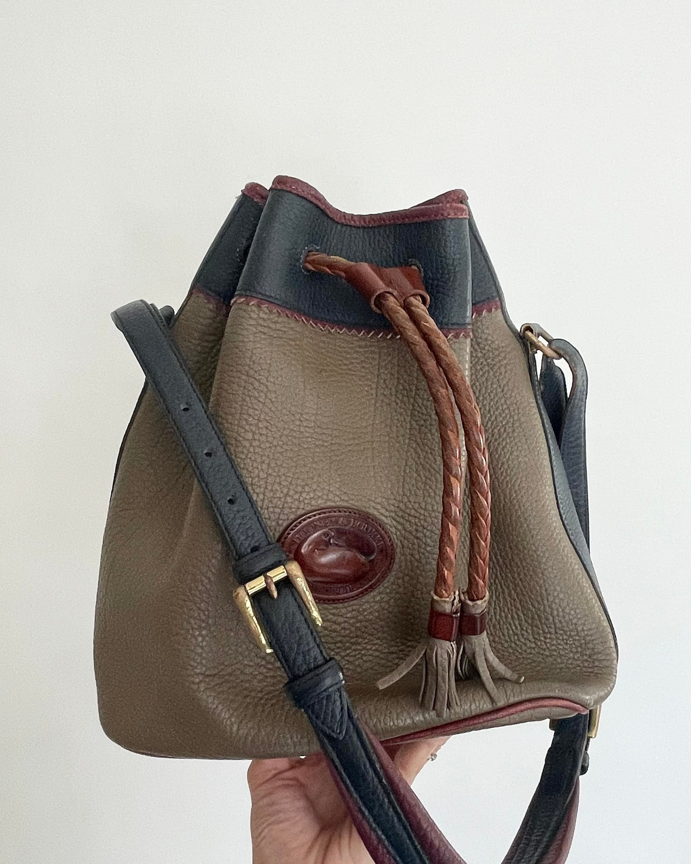Dooney & Bourke Teton Bag Braided Drawstring Closure Three Tone Pebbled All  Weather Leather AWL Purse Made in USA with Serial Number
