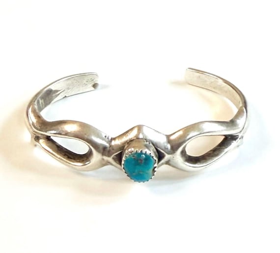 Vintage Cast Sterling Turquoise Cuff Bracelet Atkinson Trading Co Native American