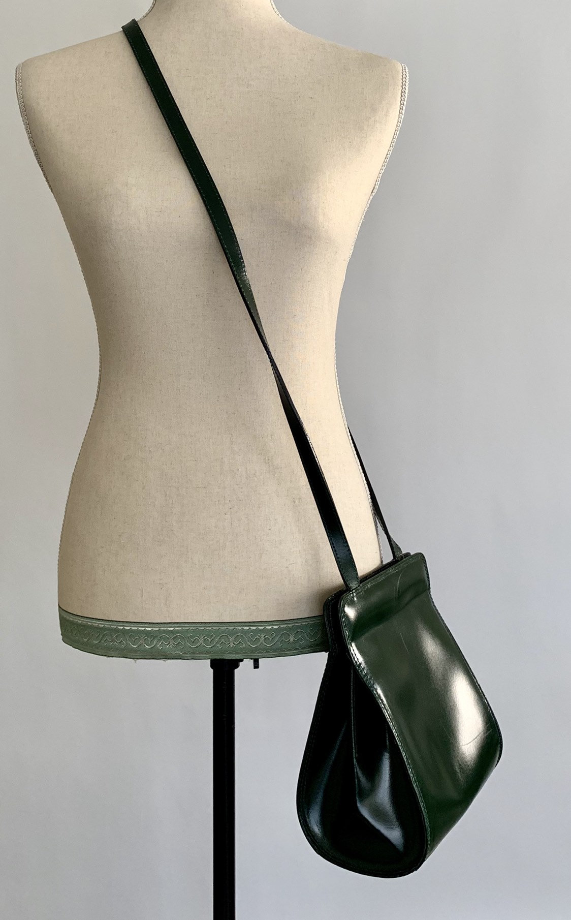 Dark Green Leather Purse Crossbody Bag Made in Italy Vintage Leather ...