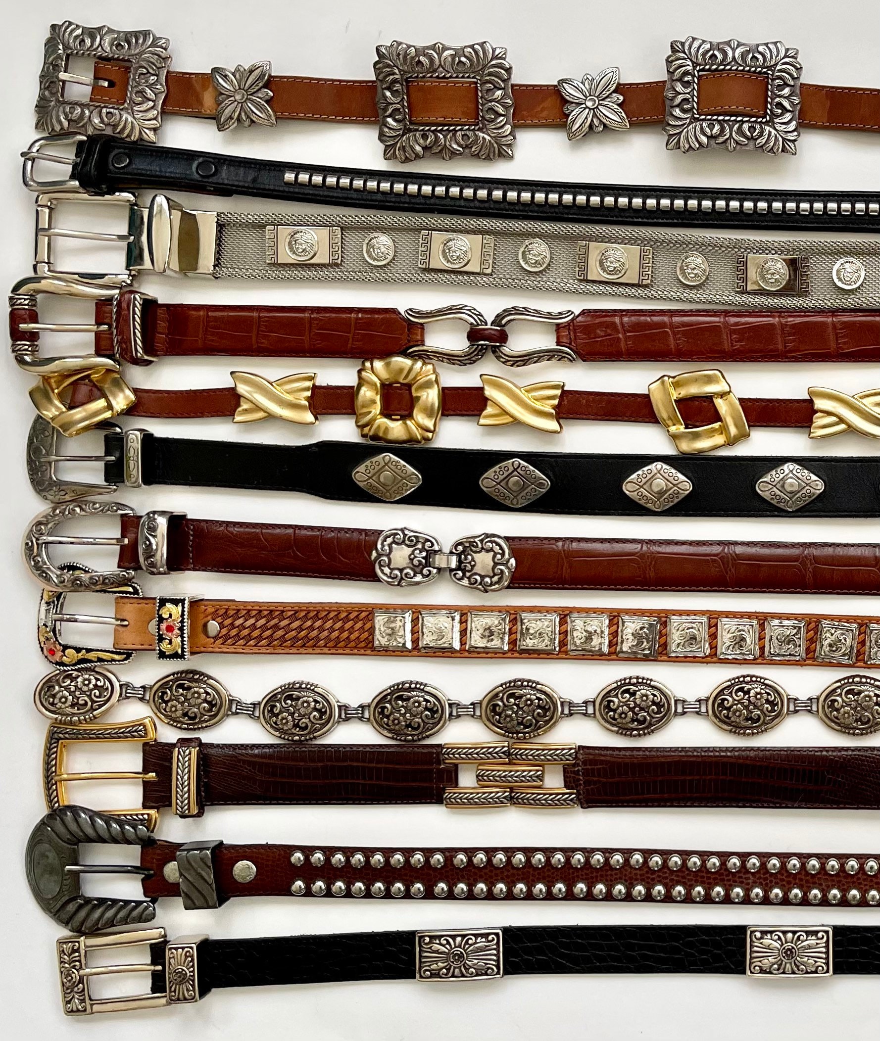 Zlityty Western Belts for Women with Boho Dangle Earrings Set,Silver Concho  Chain Belts,Metal Waist Belt,Fashion Cowgirl Belt,Cute Country Turquoise