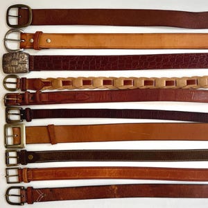 Vintage Western Leather Belt: Distressed Brown Croco, Lizard & Plain Styles