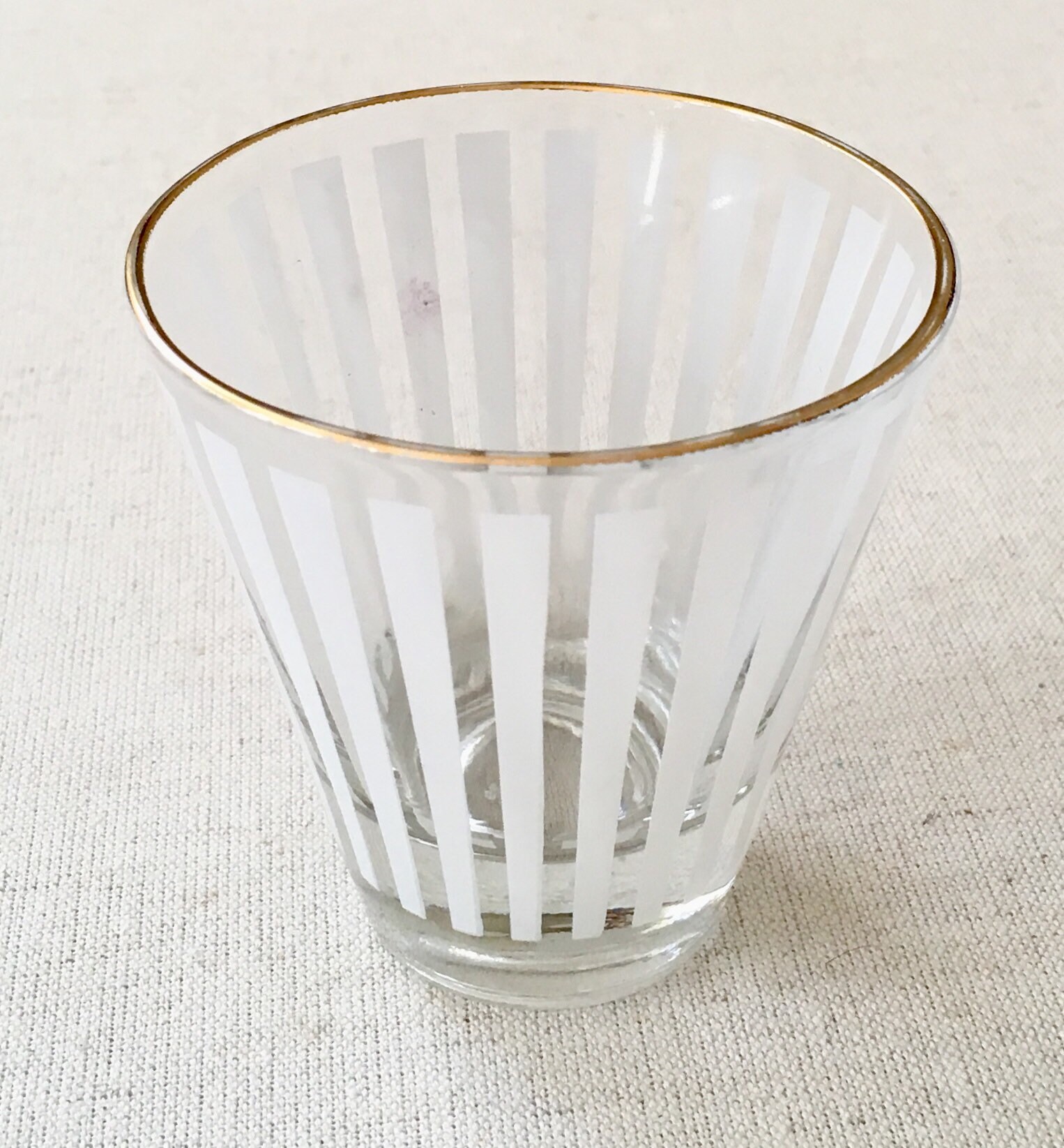 Mid Century Bar Glasses Highball Rocks Cocktail Barware Gold Rim