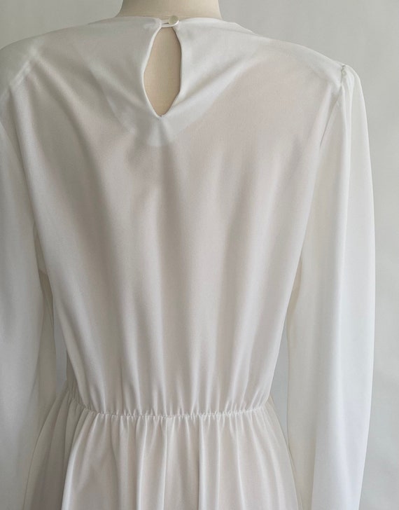 White Polyester Maxi Dress Vintage 70s Romantic B… - image 10