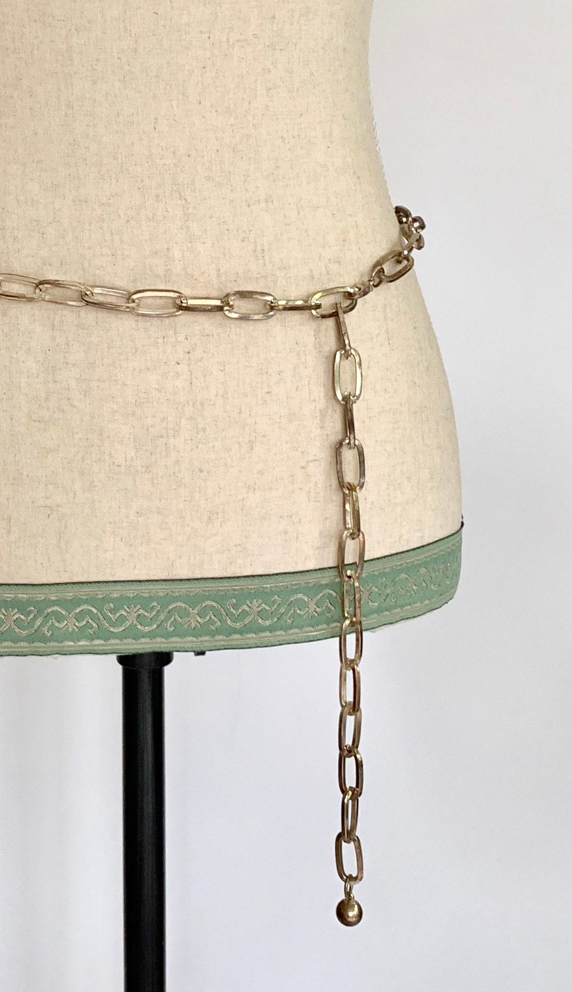 80s Gold Chain Belt Vintage Belts Adjustable Length Chain Link Rock and