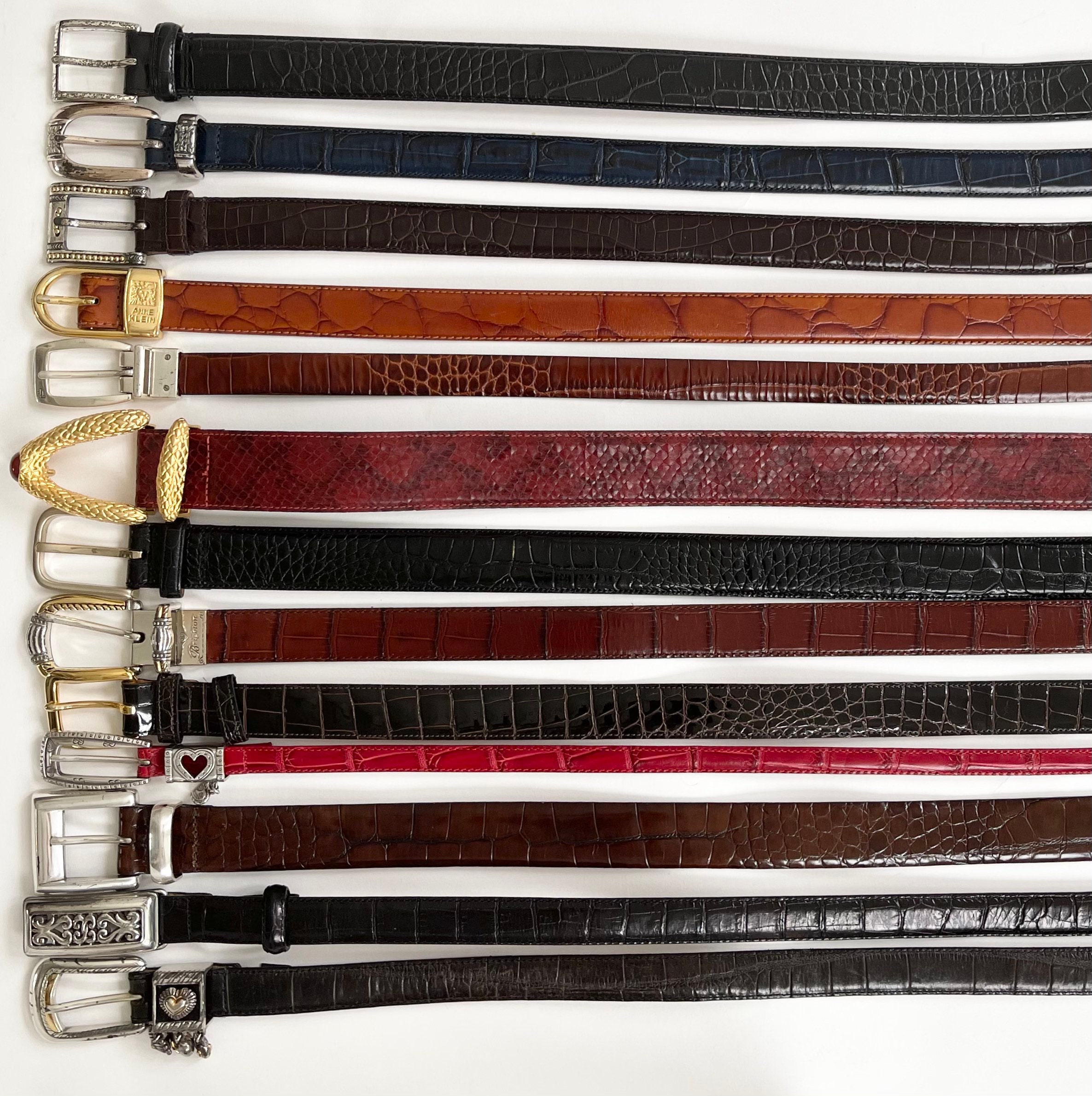 Men's Crocodile Belt Strap No Buckle | Black 1 1/8 inch 32 / 80 cm - Black | Capo Pelle