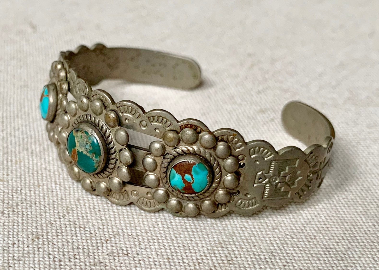 Turquoise Bracelet Cuff Fred Harvey Era Vintage Native American Navajo ...