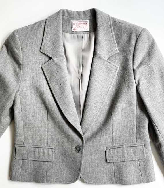Pendleton Gray Wool Jacket Blazer Vintage 80s Vir… - image 7