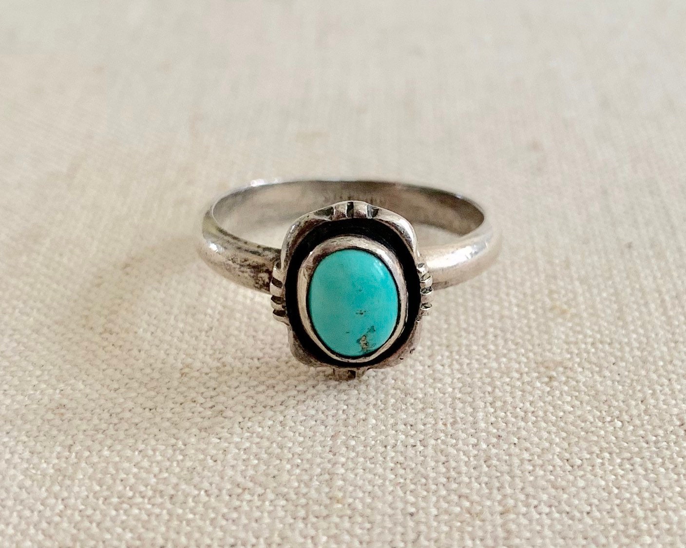 Tiny Turquoise Ring Native American Navajo Sterling Silver Dainty ...