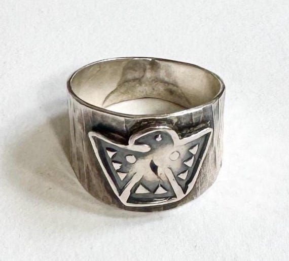 Sterling Silver Thunderbird Ring Signed Vintage N… - image 4
