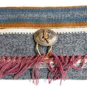 Vintage Chimayo Clutch Bag New Mexico Southwest Handwoven Gray White Wool Pouch