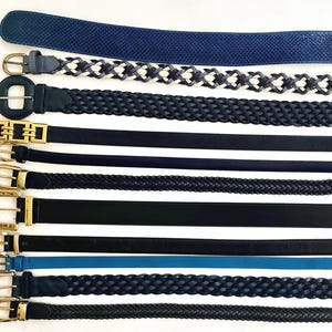Blue Snakeskin Leather Belt Gold Buckle - Etsy display picture 3