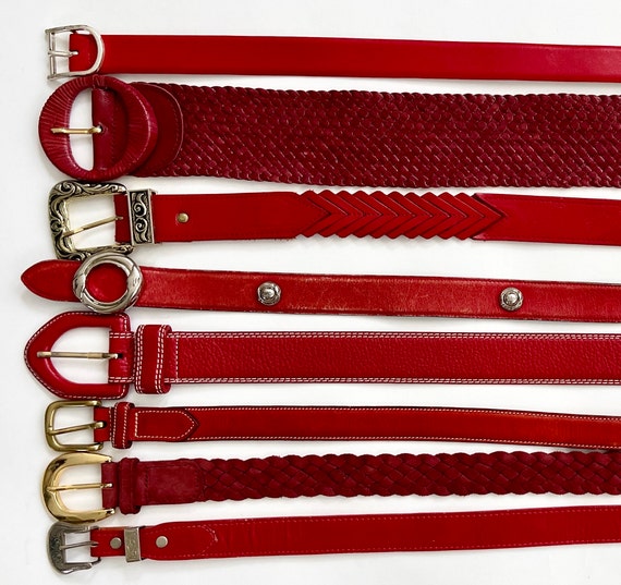 Vintage Red Leather Belt Belts Plain Solid Leather Minimalist Simple Western Belt Concho Belt Braided Belt Women's