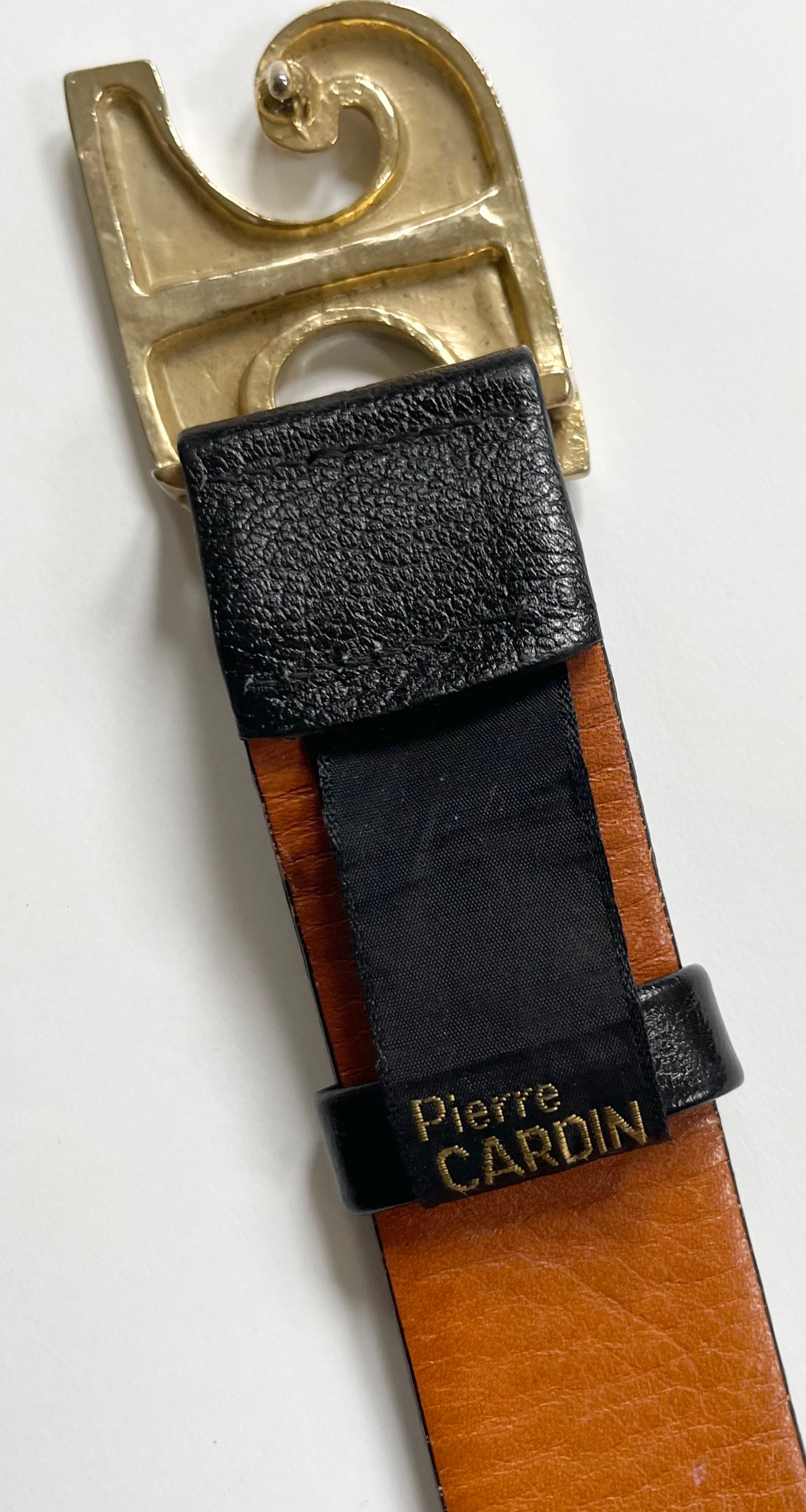 70s Pierre Cardin Belt Brass Tone Logo Designer Logo Soft Textured ...