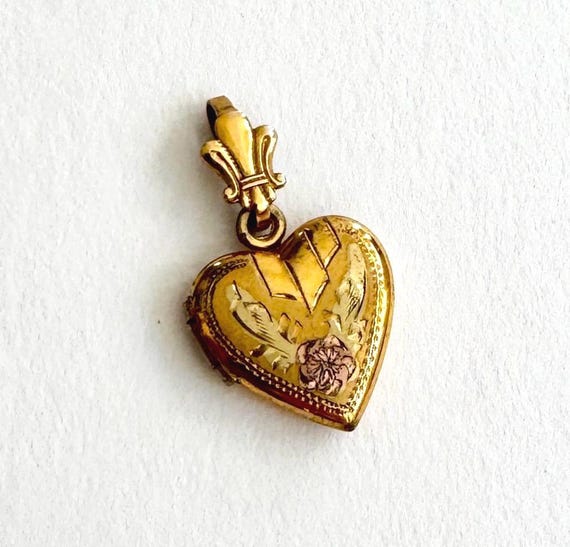 Antique 12K Gold Fill Heart Locket Pendant