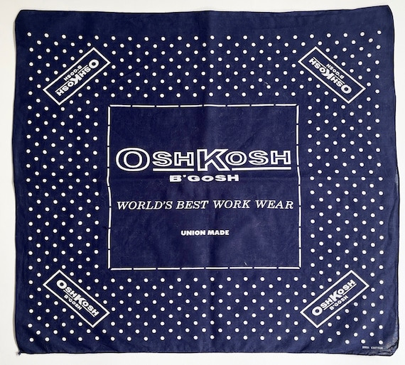 OshKosh B'Gosh Indigo Bandana Union Made Dot Print Vintage 70s Navy Dark Blue White