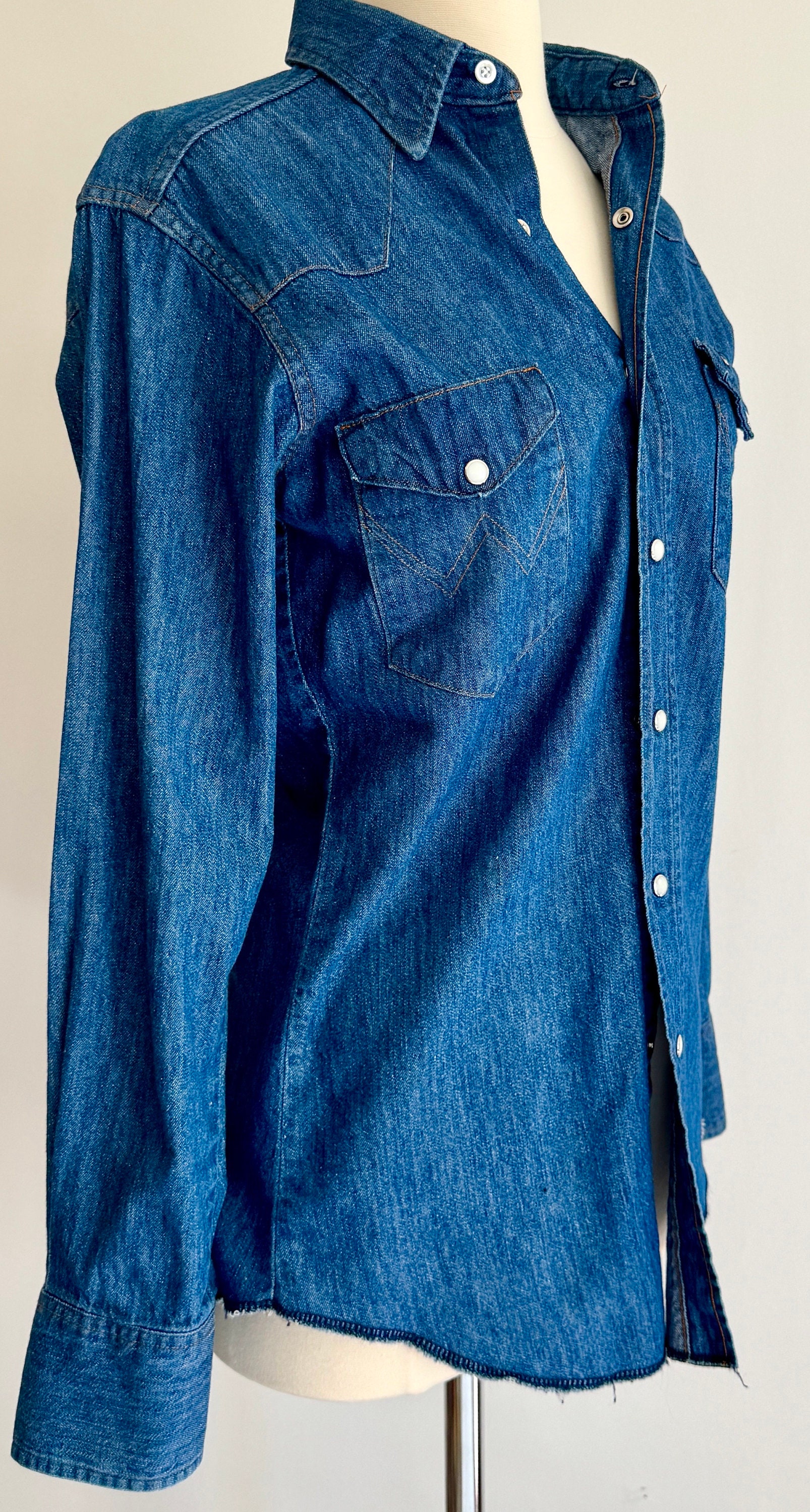 素晴らしい品質 Shirt Western Wrangler Vintage Denim 80s 70s Vintage Shirt トップス