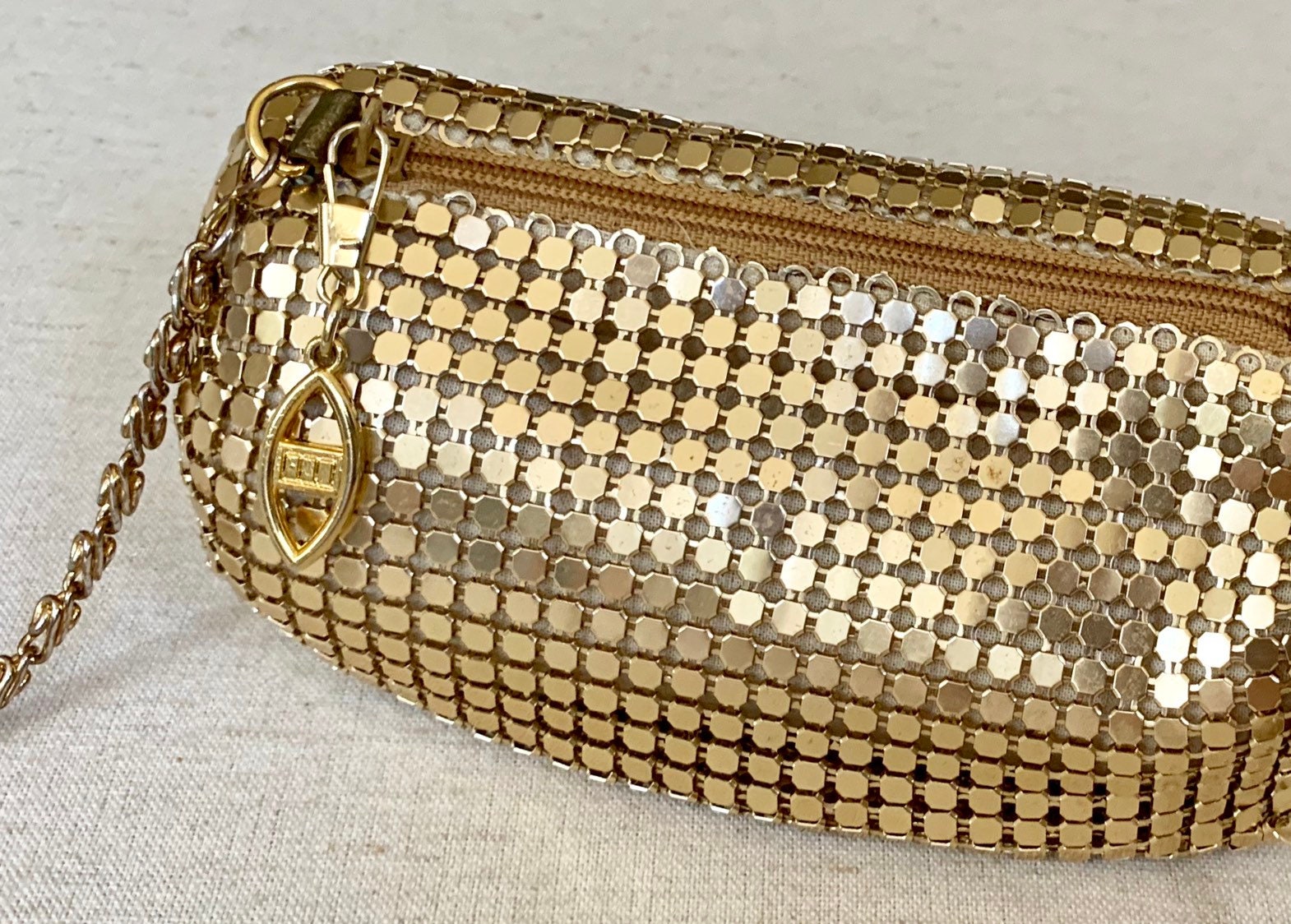 Tiny Gold Crossbody Purse Chain Mail Vintage 80s Evening Bag Handbag ...