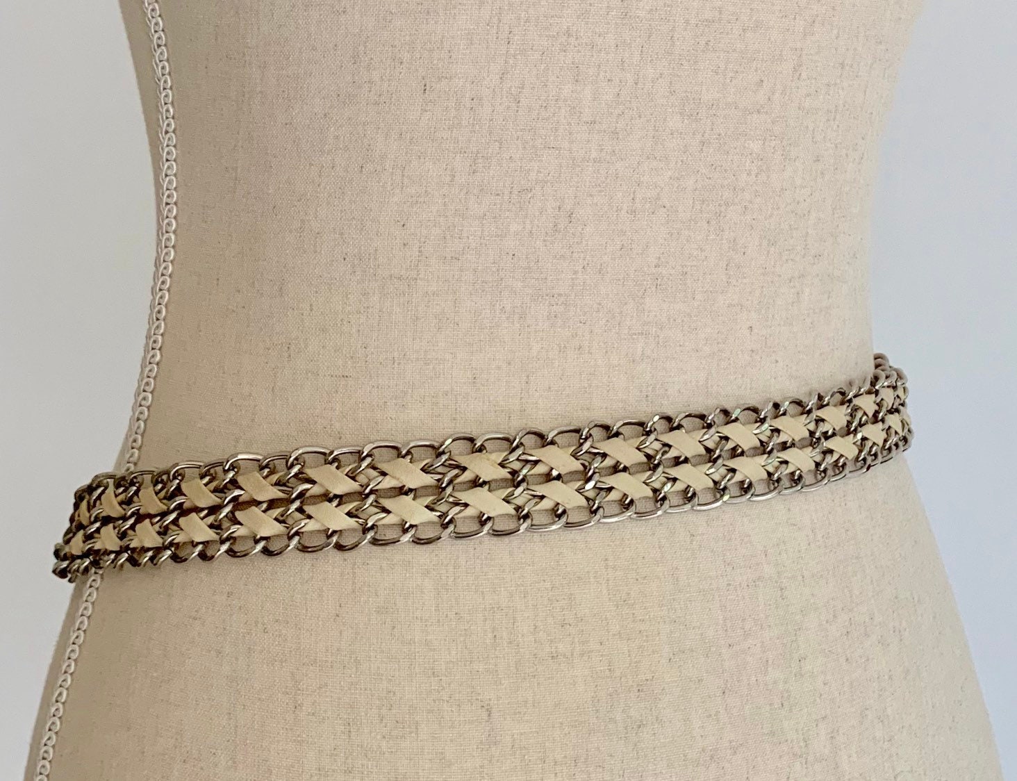 80s Silver Chain Belt Vintage Belts Adjustable Length Link Rock and