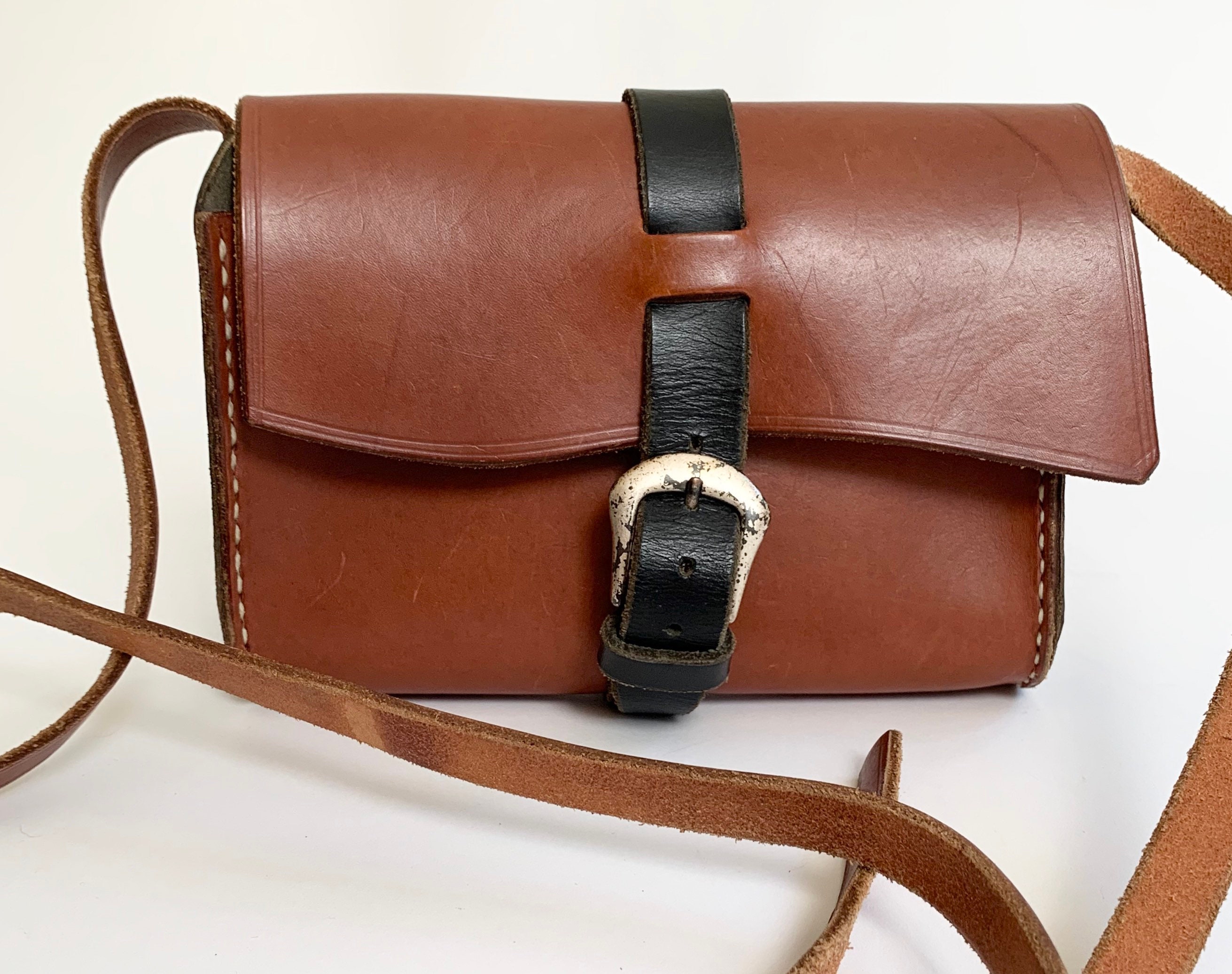 Two tone leather crossbody bag, or shoulder bag. Vine and Branch Studio