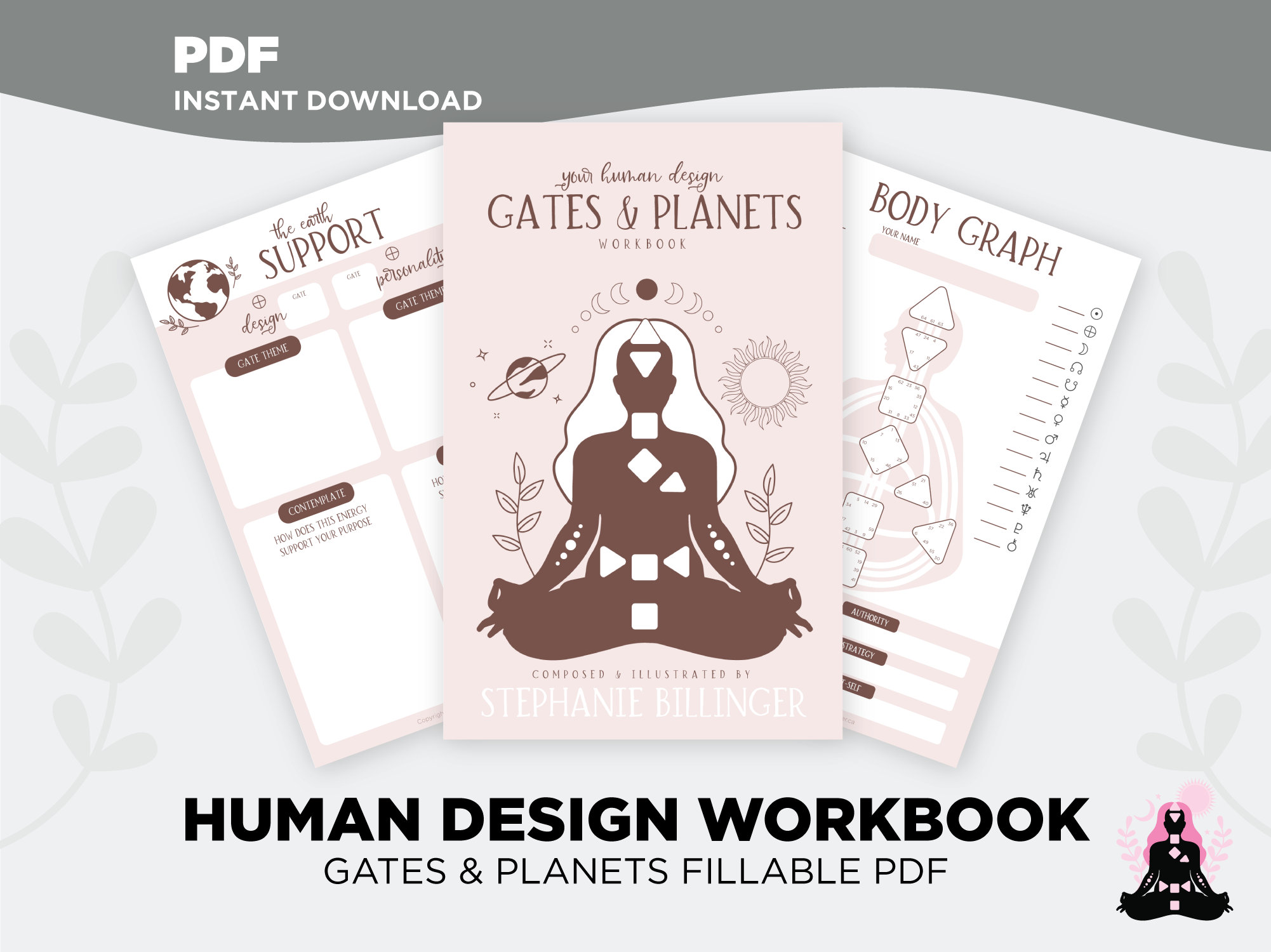 Human Design Workbook, Human Design Gates and Planets Self-Discovery Booklet, Fillable PDF or Print and Write, Instant Download PDF