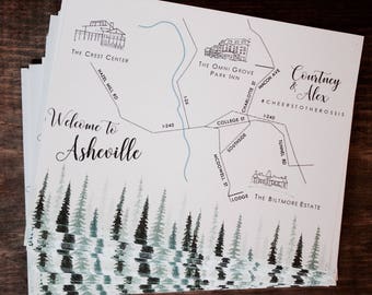 Custom printed map inserts | Double-sided wedding map inserts | Custom wedding map inserts | Wedding weekend maps