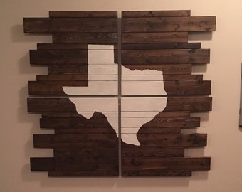 4 Piece Rustic Wooden Texas Sign | Home Decor | Painted Texas | Large Sign | 41 x 45