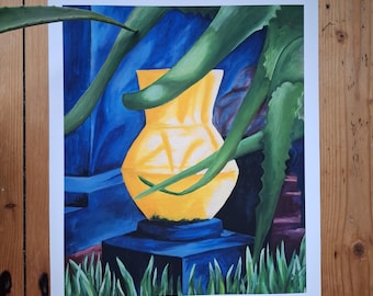 Majorelle Garden Art Print – Morocco, Blue Yellow 10x12"