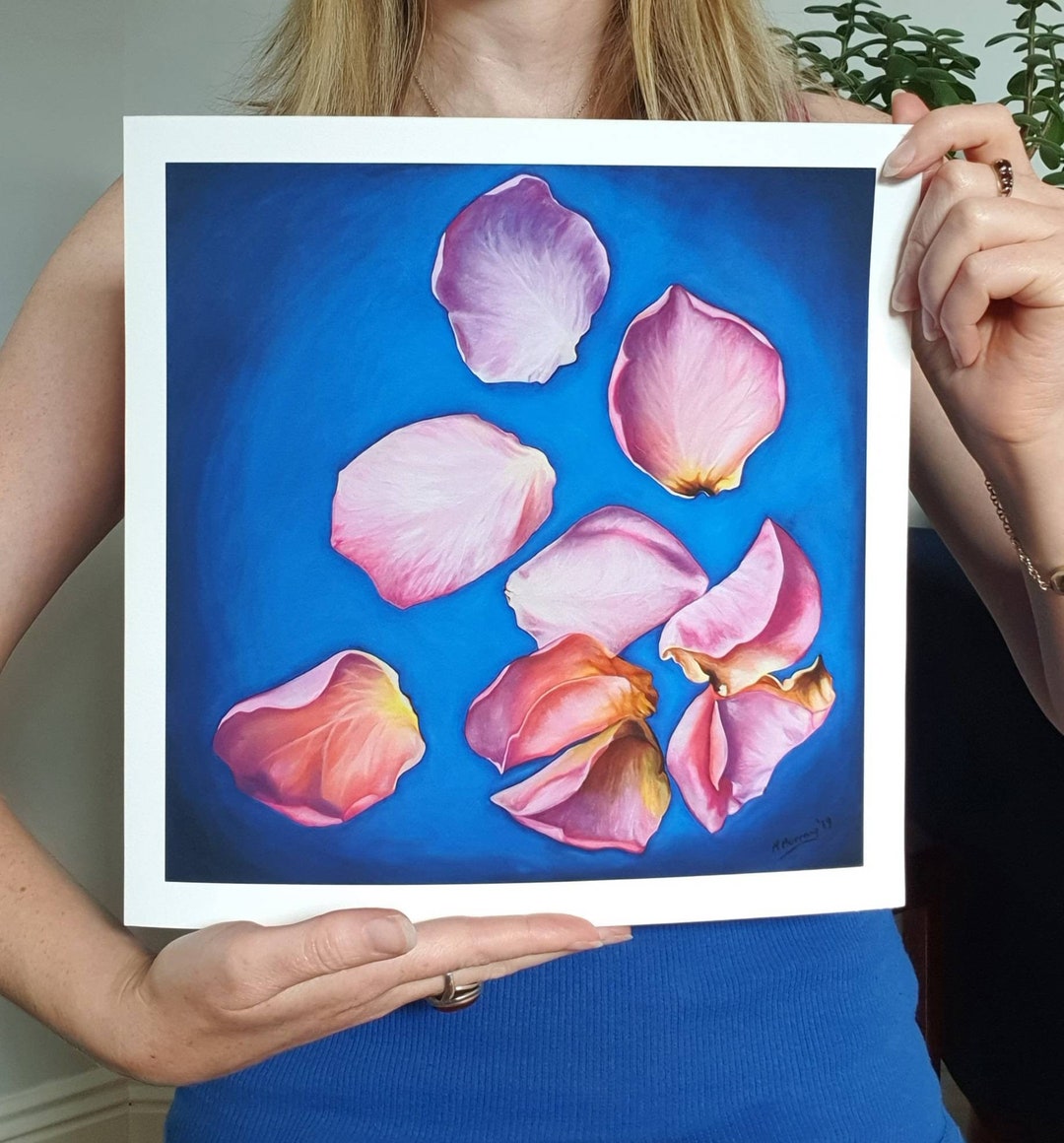 10x10 Fine Art Print of Original Oil Painting relinquish, Rose Petals
