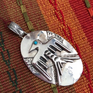 Made-To-Order Thunderbird Pendant in Sterling Silver w/Turquoise Eye (necklace not included)